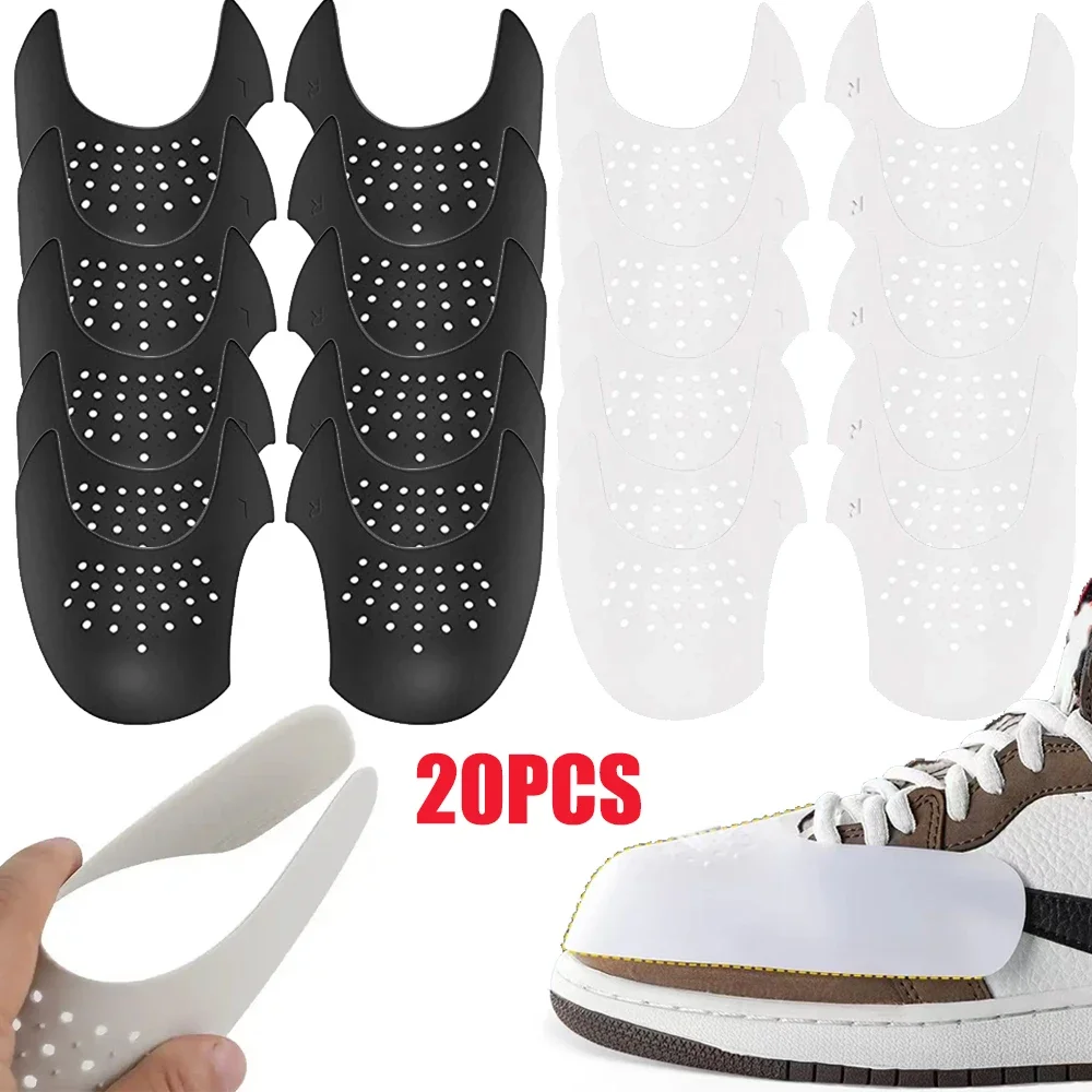 Protector antiarrugas para zapatillas de deporte, soporte de tapa de dedo del pie, ensanchador de calzado deportivo, protección antipliegues, 20 piezas/10 pares