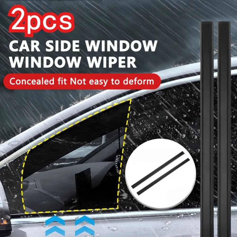 2Pcs Car Side Window Wiper Rubber Window Rain/Snow Scraper Waterproof Sealing Strip Car Window Gap Filler Scratch-Free