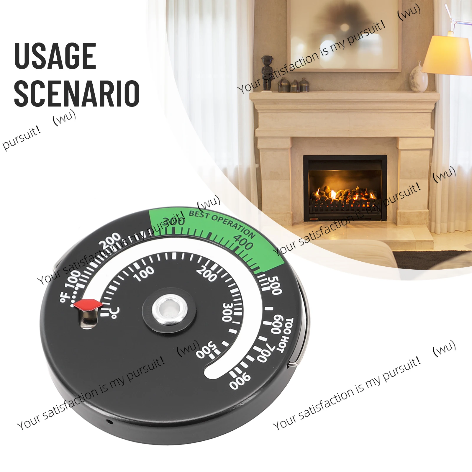 

Magnetic wood stove heater thermometer for log burner fan stove burn indicator