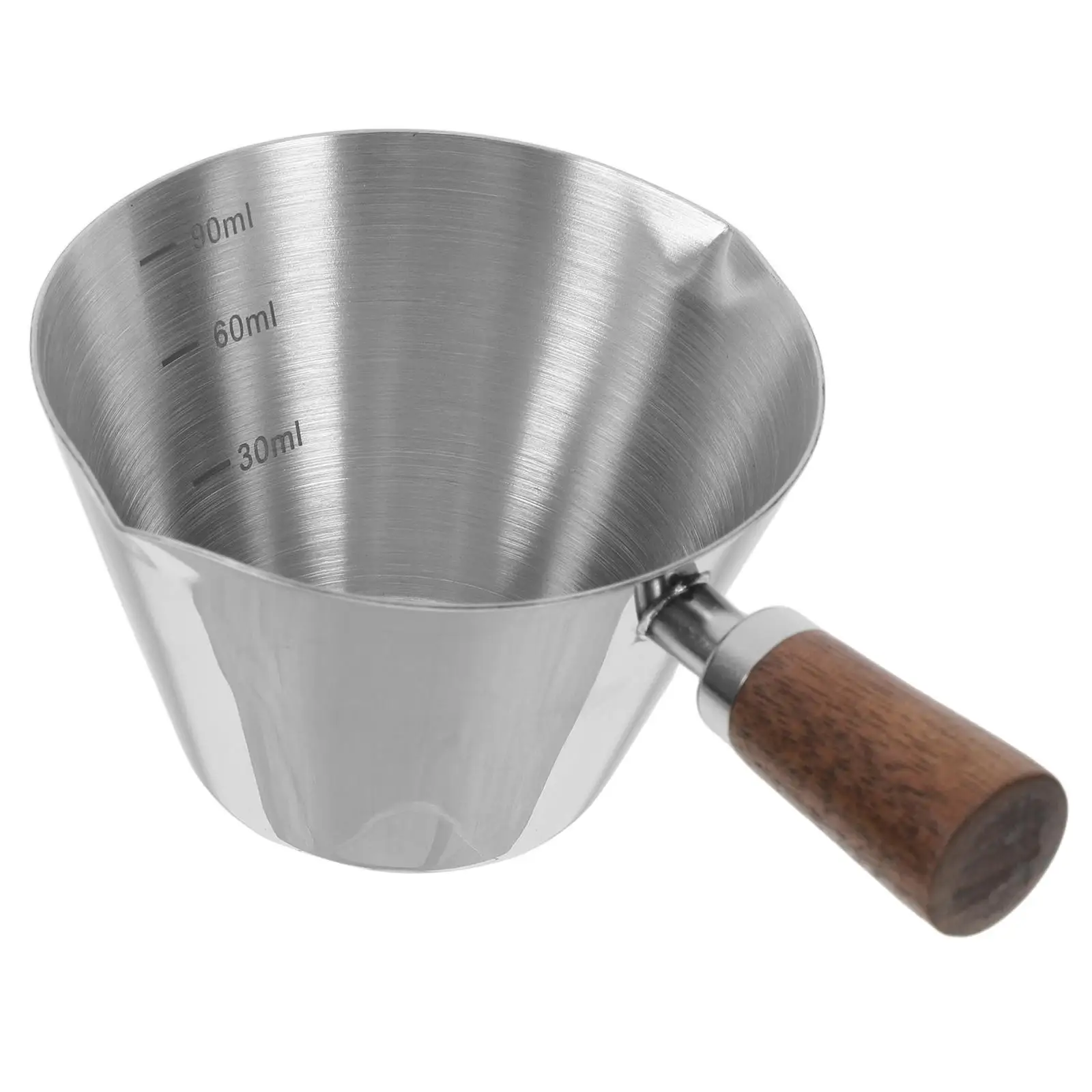 

Stainless Steel Espresso Cup Walnut Handle Measuring Accessories Dosing Pitcher Coffee Tool Mini Spout Precision