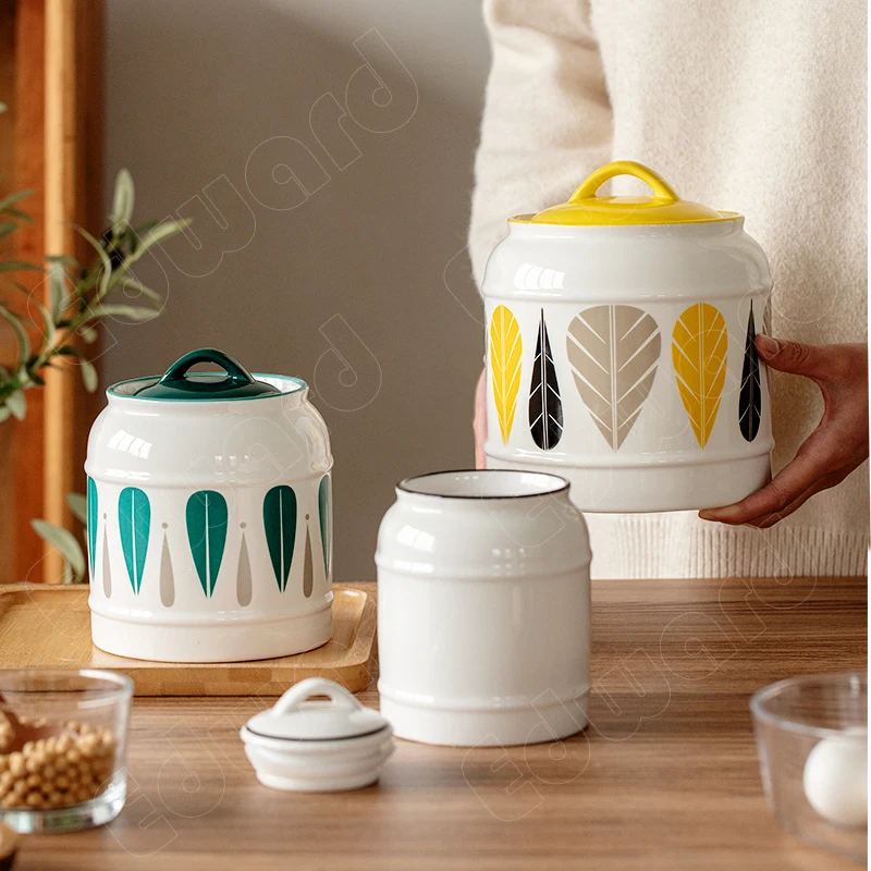 

Ceramic Kitchen Sealed Jar Sealeds Storage Ceramics Jars and Lids Tea Storage Tank Cereal Dispenser Containers Decor Accessories