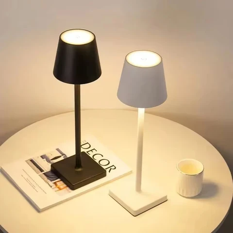 Candeeiro de Mesa Recarregável com Interruptor de Toque, Luzes de Mesa Reguláveis, 3 Níveis, Bar, Clube, Jantar, Criativo, Decorativo, Iluminação Ambiente