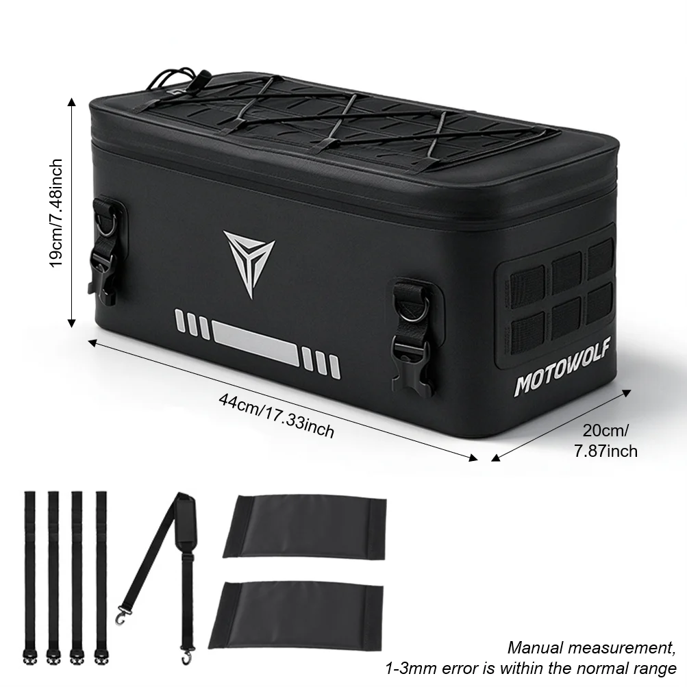 Universal 13L Black Motorcycle Bag Waterproof Rear Seat Aluminum Box Capacity Expansion Box Suitcase Riding Gears Luggage 5 sold