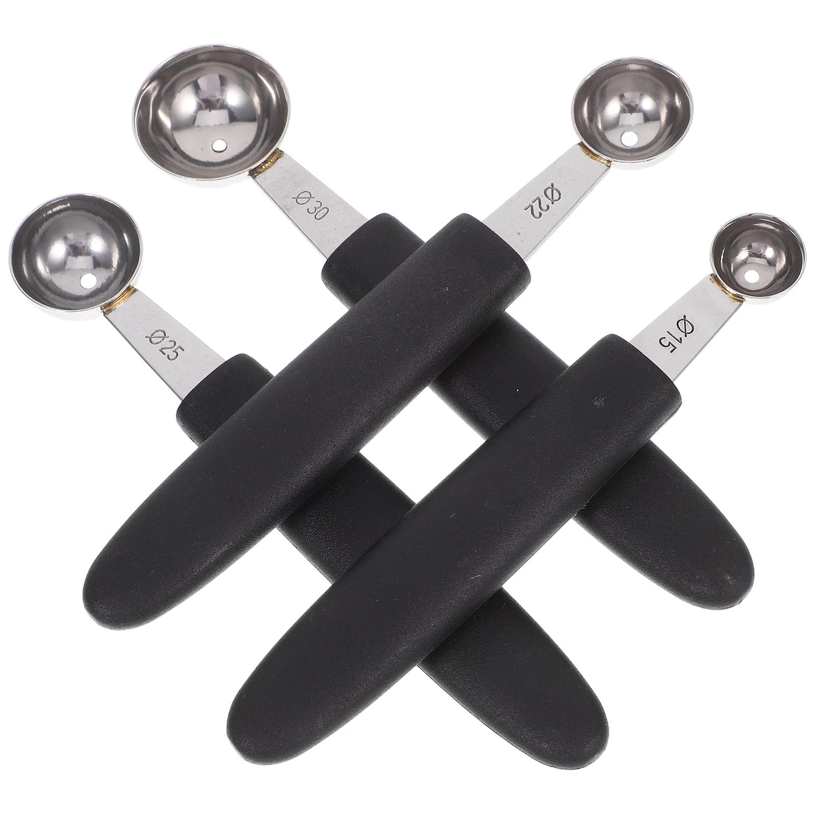 

4pcs Stainless Steel Fruit Scoop Set 30mm 22mm 15mm 25mm Ice Cream Scooper Baller Safe Heavy Duty Kitchen Tool