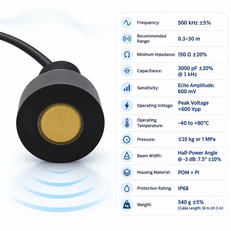 Ultrasonic Sensor for Distance Measurement Depth Transducer 500khz