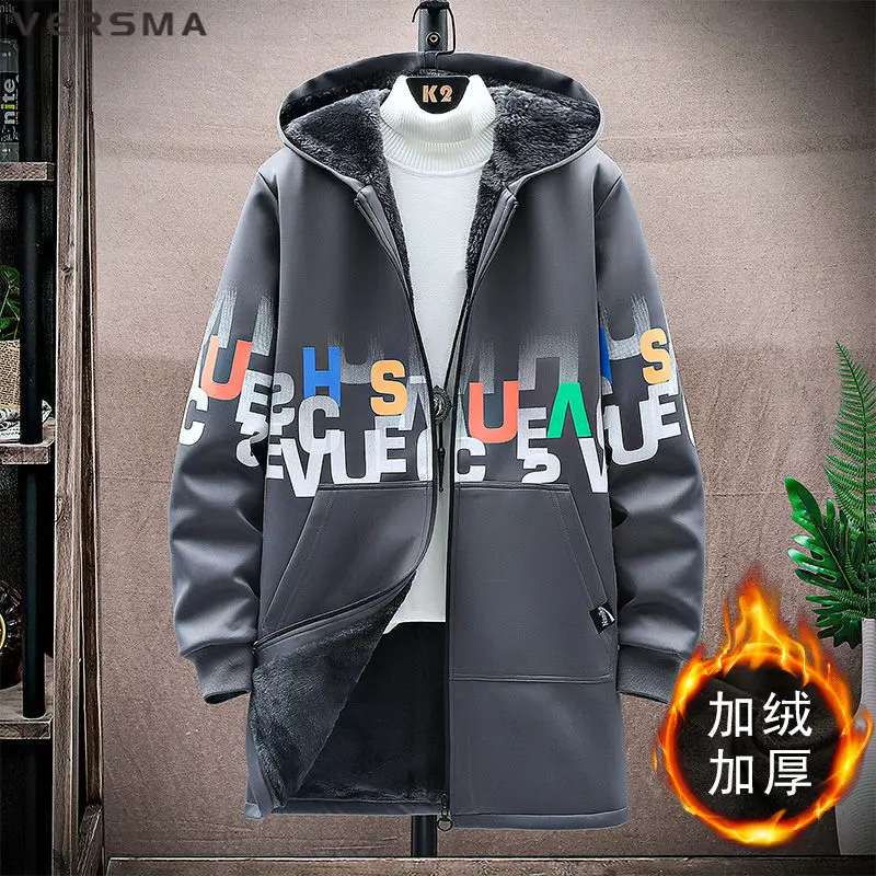 VERSMA Winter Korean Ulzzang Thick Long Windbreaker Trench Coat Male Hip Hop Oversized Gothic Men Long Jacket Coat Dropshipping