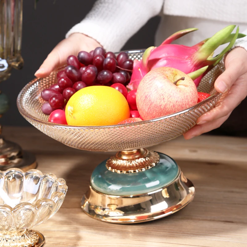 

Light luxury ceramic glass fruit plate coffee table decorative fruit candy dried fruit living room dining tabl