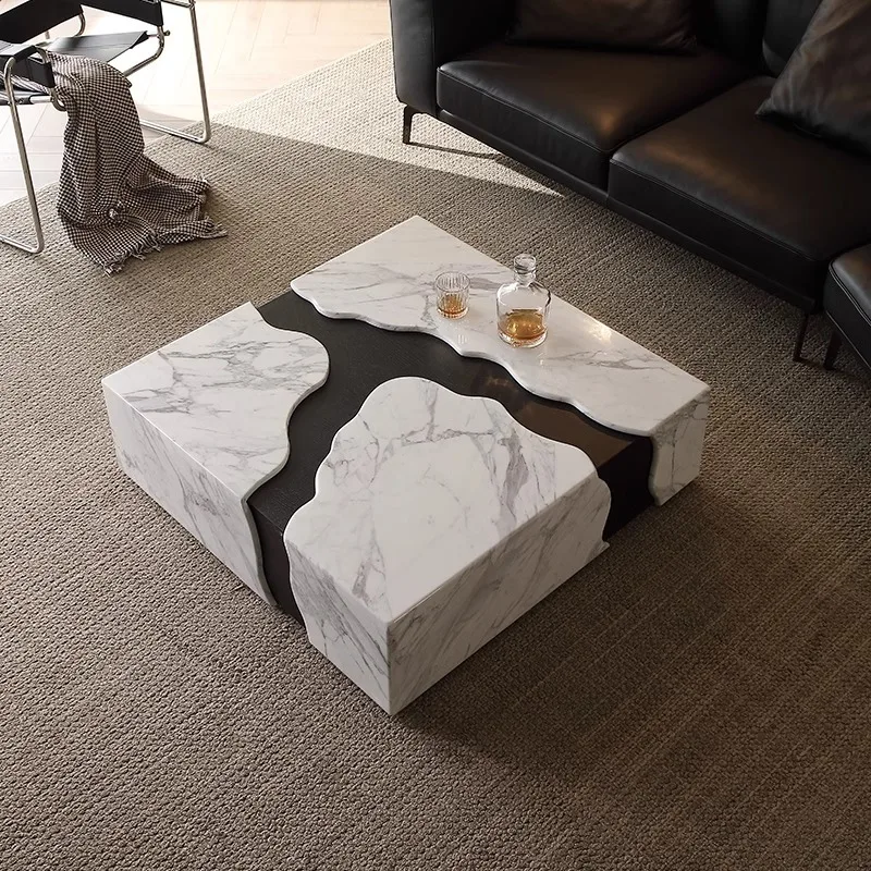 2025 Square Marble Coffee Table, Italian Minimalist Viral Design for Spacious Living Room, Heat & Scratch Resistant, Customize