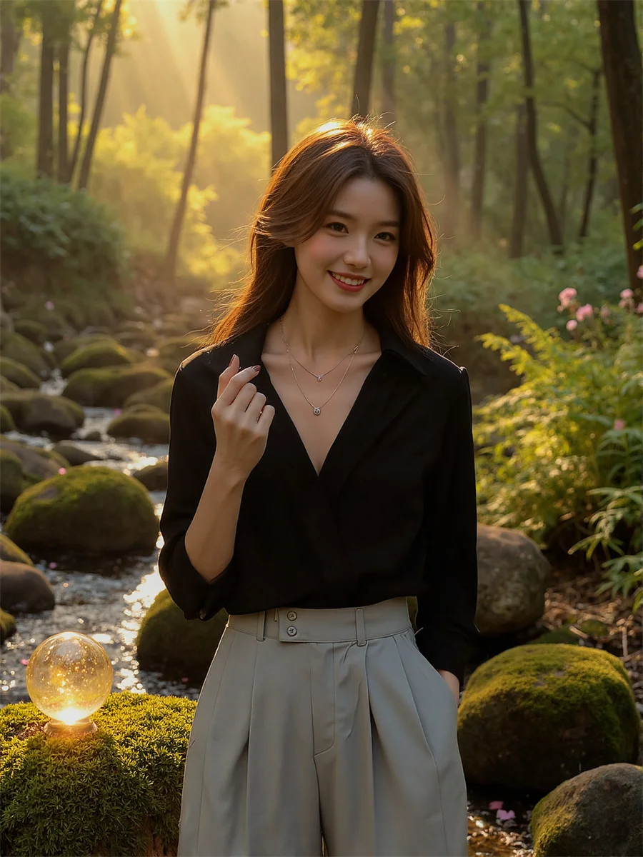 

Mesh Patchwork Shirts Women Long Sleeve See-through Sexy Fashion Korean Style Simple Design Casual Loose Fit Elegant Trendy Tops