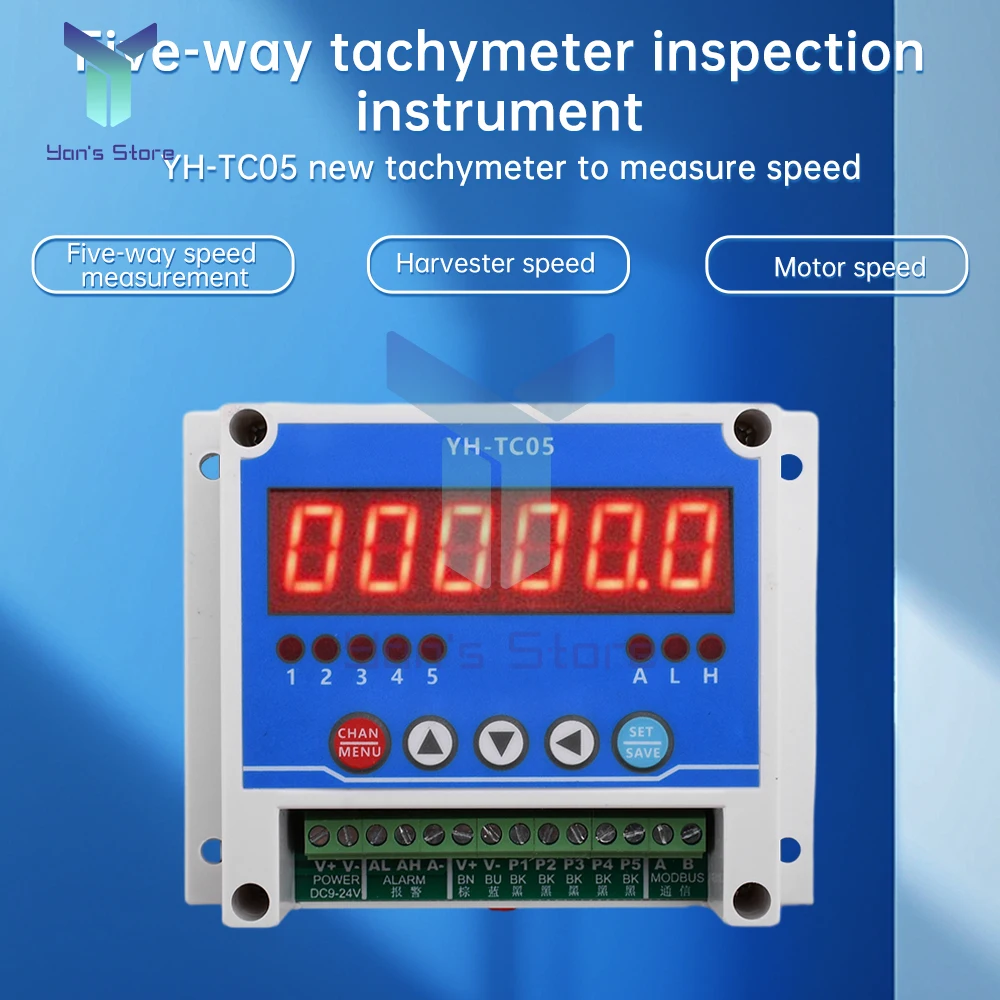 YH-TC05 Cyfrowy 5-kierunkowy obrotomierz Wysokowydajny cyfrowy wyświetlacz LED Miernik prędkości silnika z czujnikiem Halla Detektor prędkości