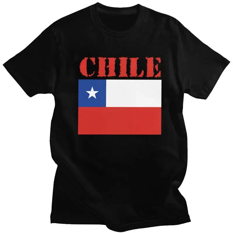 Custom Fashion Chile Flag T Shirts Men T-shirts Streetwear Tee 100% Cotton Slim Fit Tshirt Gift