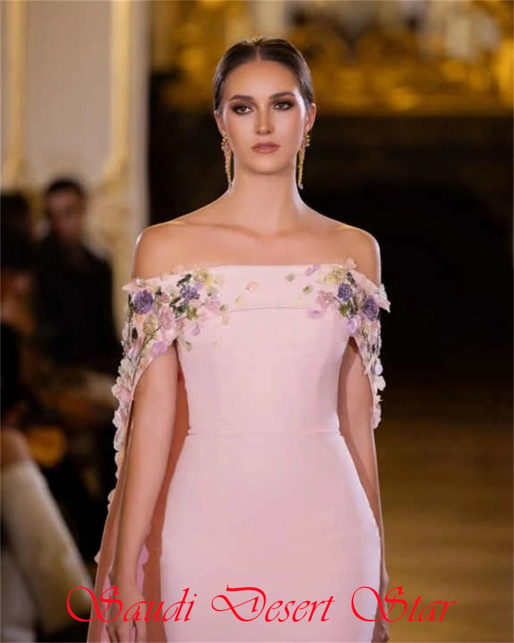 

Customized Exquisite Appliques Evening Dress Simple Modern Celebrity Gowns Floor Length Bespoke Occasion Gowns Mermaid