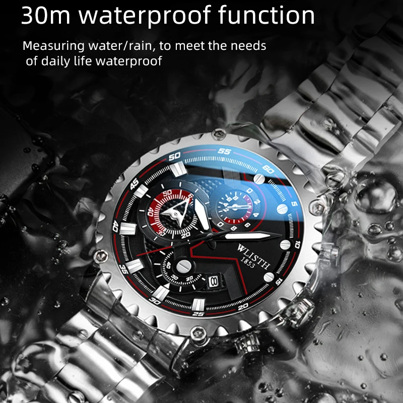 Wallis New Fashion High School Students Korean Version Waterproof Luminous Quartz Sports Men's Watch