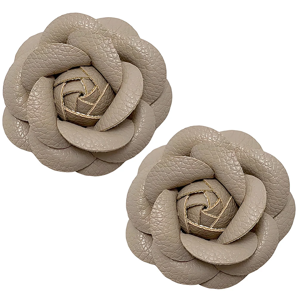2PCS Elegant Sandals Embellishments Hair Clips Leather Rose Flower Shoe Decoration Charms Leather Floral Shoe Camellia Hairpin