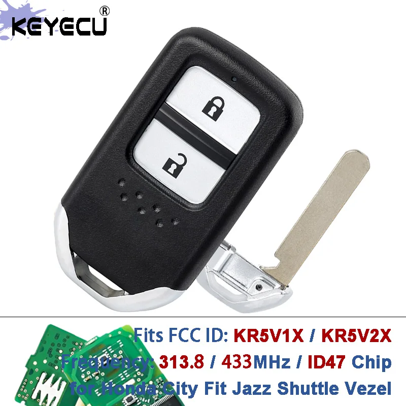 

KEYECU KR5V1X KR5V2X 72147-T5A-G01 313,8/433,92 МГц ID47 умный дистанционный брелок для Honda City Fit Jazz Shuttle Vezel 2014-2018