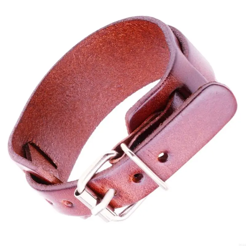 سوار معصم جلدي على طراز فاسق بطبقة مزدوجة بإبزيم قابل للتعديل للرجال والنساء 964A #4