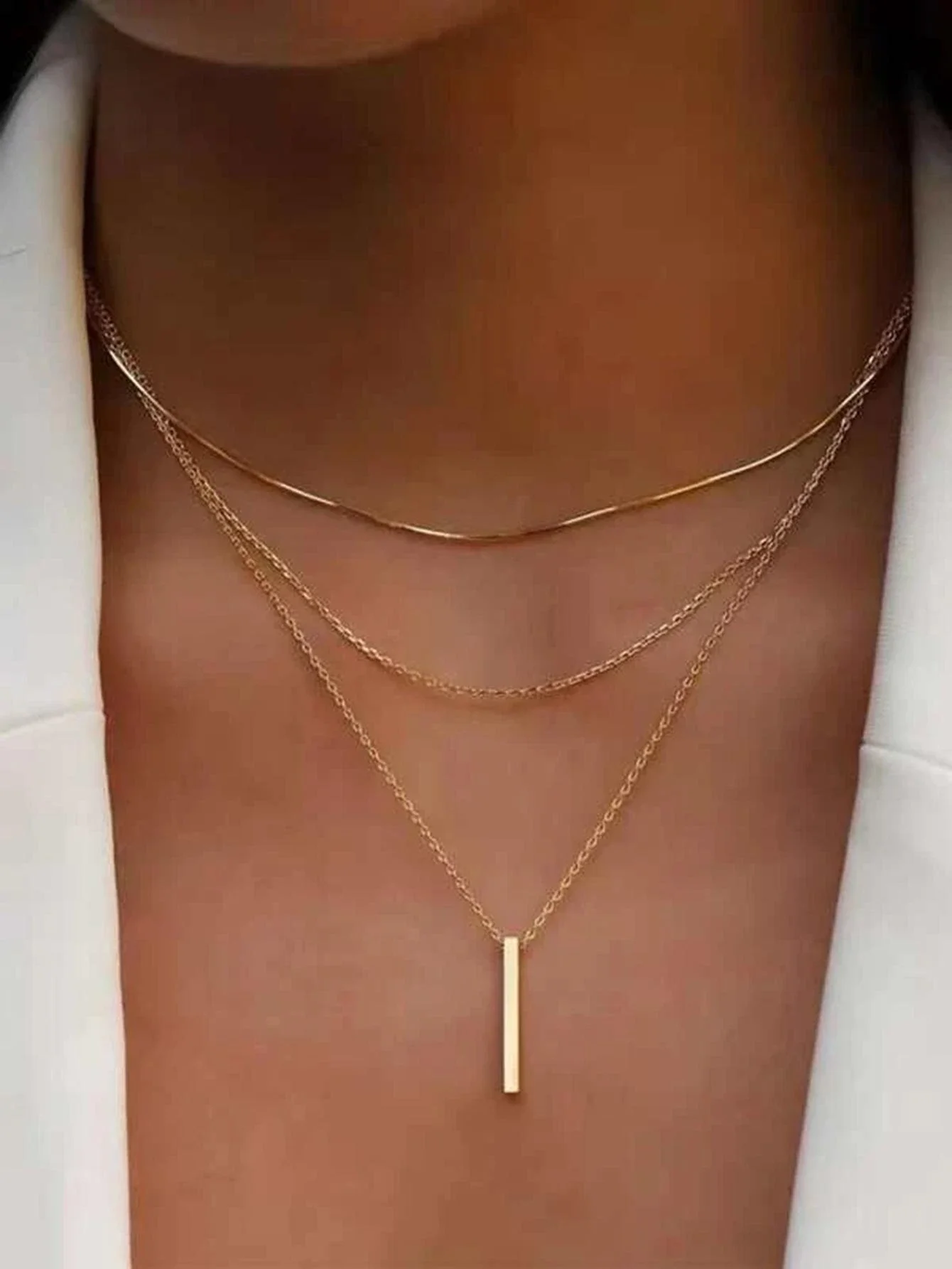 Geometric Decor Layered Chain Necklace