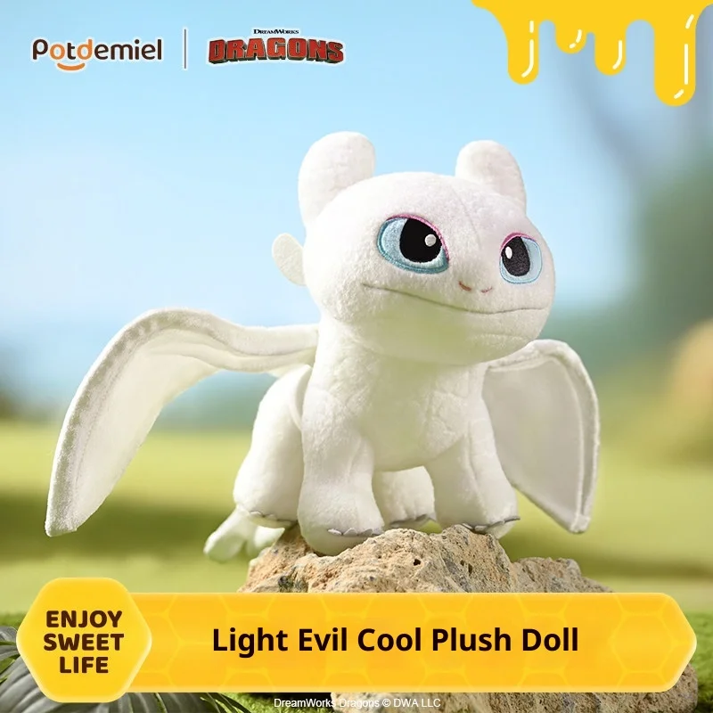 Original Potdemiel Light Fury Plush Toy How To Train Your Dragon Soft Stuffed Doll White Cuddly Gift For Birthday Home Decor