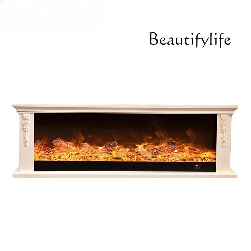 French simulation flame electronic fireplace core household living room heating solid wood decorative cabinet