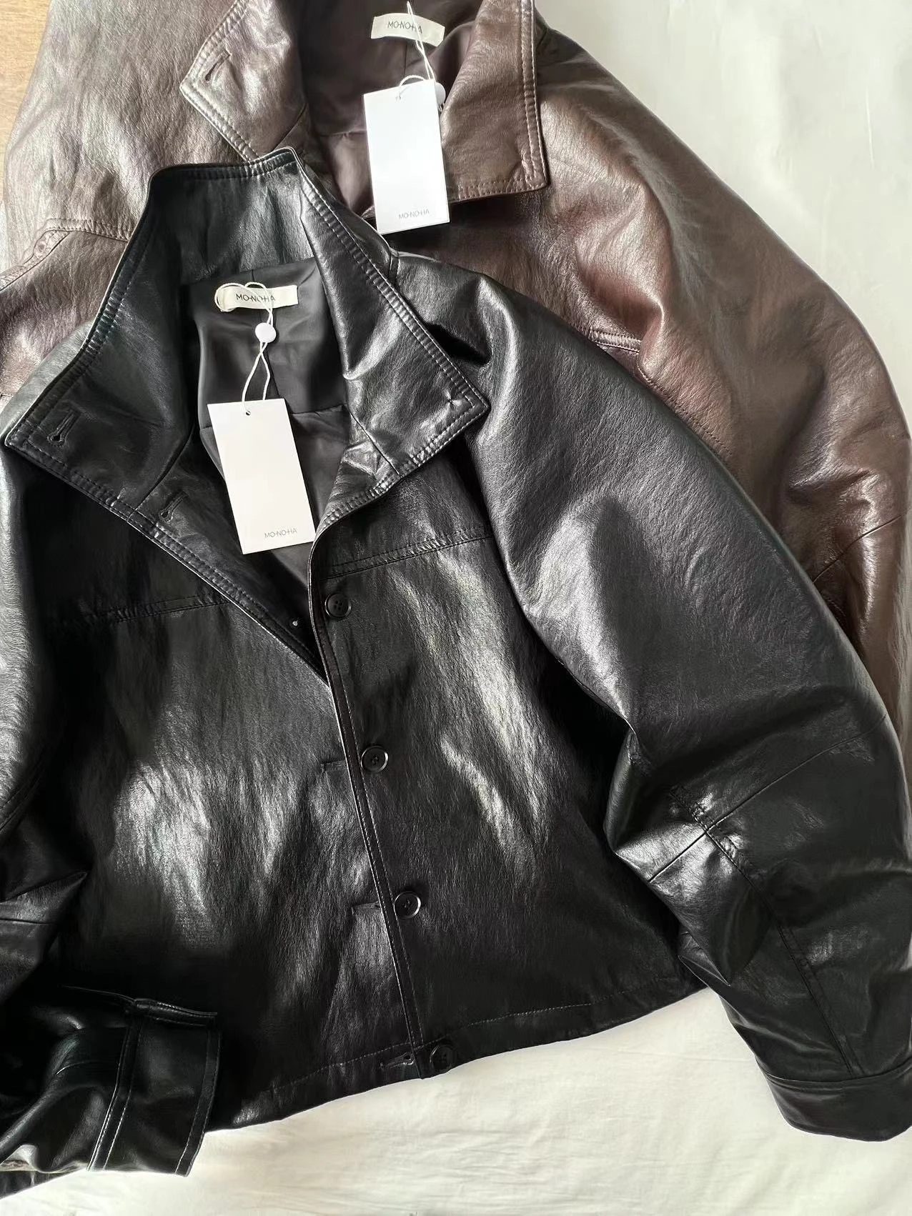 Milieuvriendelijk Faionable Eenvoudige opstaande kraag Dstring Leer Jaet Bovenkleding Monoha Sle Vroege lente Nieuwe collectie Dames...