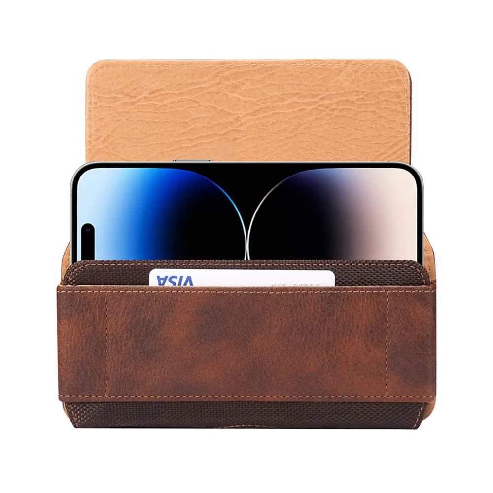 Leather Mobile Phone Belt Clip Case Men Waist Bag For iPhone 17 16 15 14 Pro Max for Samsung Galaxy S25 S24 Redmi Holster Cover
