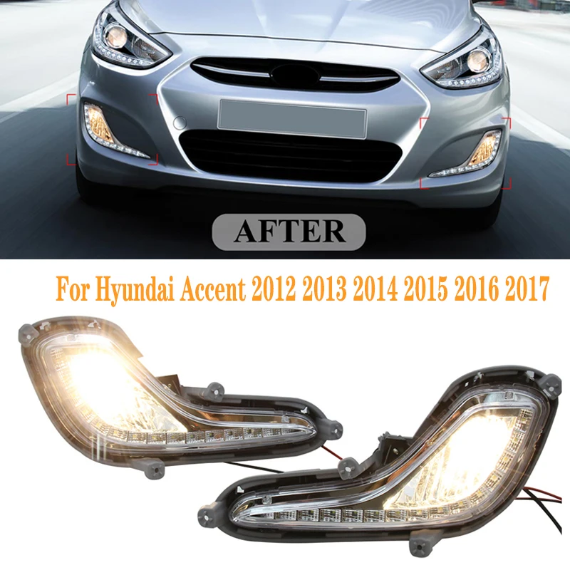 Światła do jazdy dziennej LED dla Hyundai Accent 2012 2013 2014 2015 2016 2017 DRL samochodowa lampa przeciwmgielna Auto reflektor wodoodporne