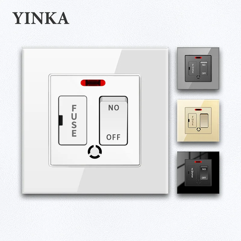 

Коммутатор YINKA 13A с предохранителем, британский переключатель, электрический переключатель со светодиодом, черный, белый, серый