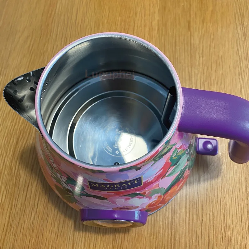 1.7L Retro Printing Electric Kettle  Home 304 Stainless Steel Fast Boiling Kettle With Temperature Display Teapot Auto Power Off
