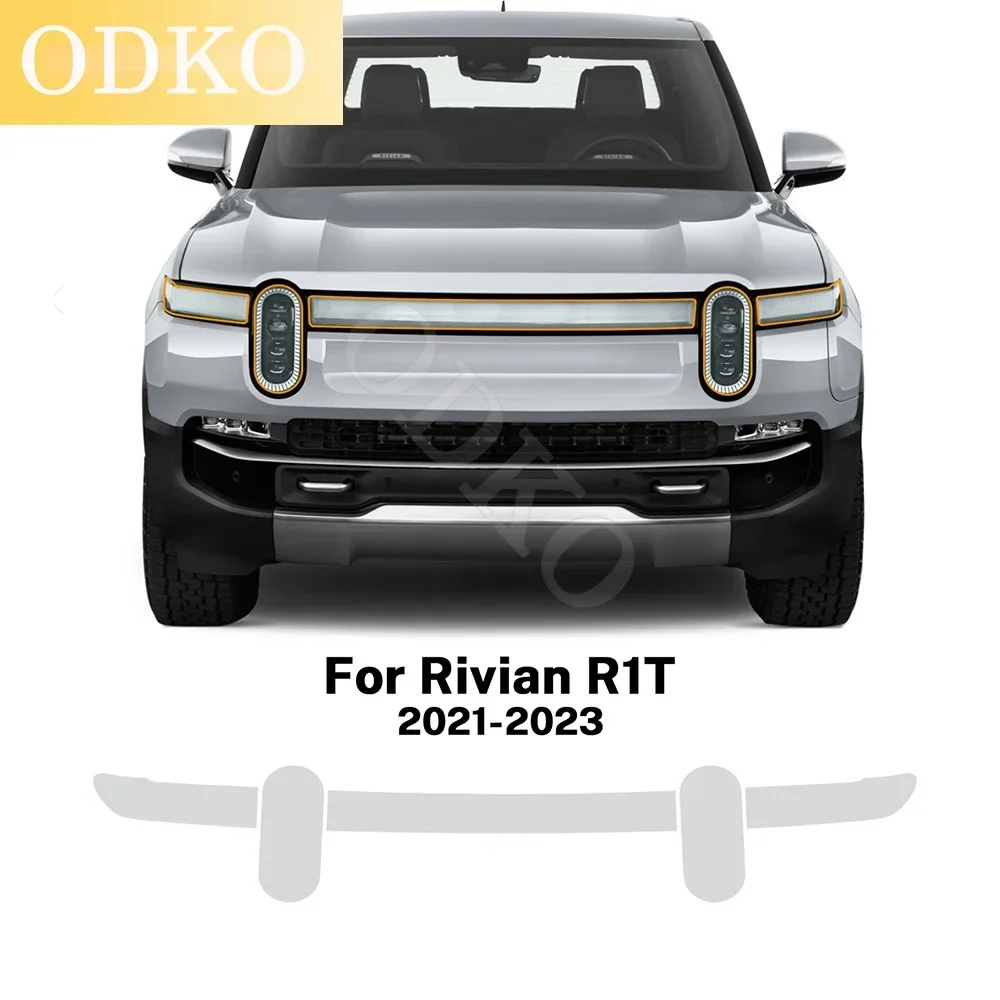 

2 шт. автомобильная пленка для передних фар из ТПУ для Rivian R1T 2021 2022 2023 автомобильный прозрачный комплект наклейки PPF ТПУ прозрачная наклейка Стайлинг