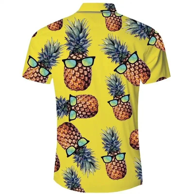 The most fashionable short sleeve shirt summer red / yellow glasses funny pineapple Hawaiian Shirt 3D shirt