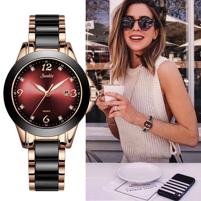 LIGE Fashion Ladies Watch Elegant Dress Womens Wristwatches Ceramic Bracelet Watches for Women Waterproof Date Clock Reloj Mujer