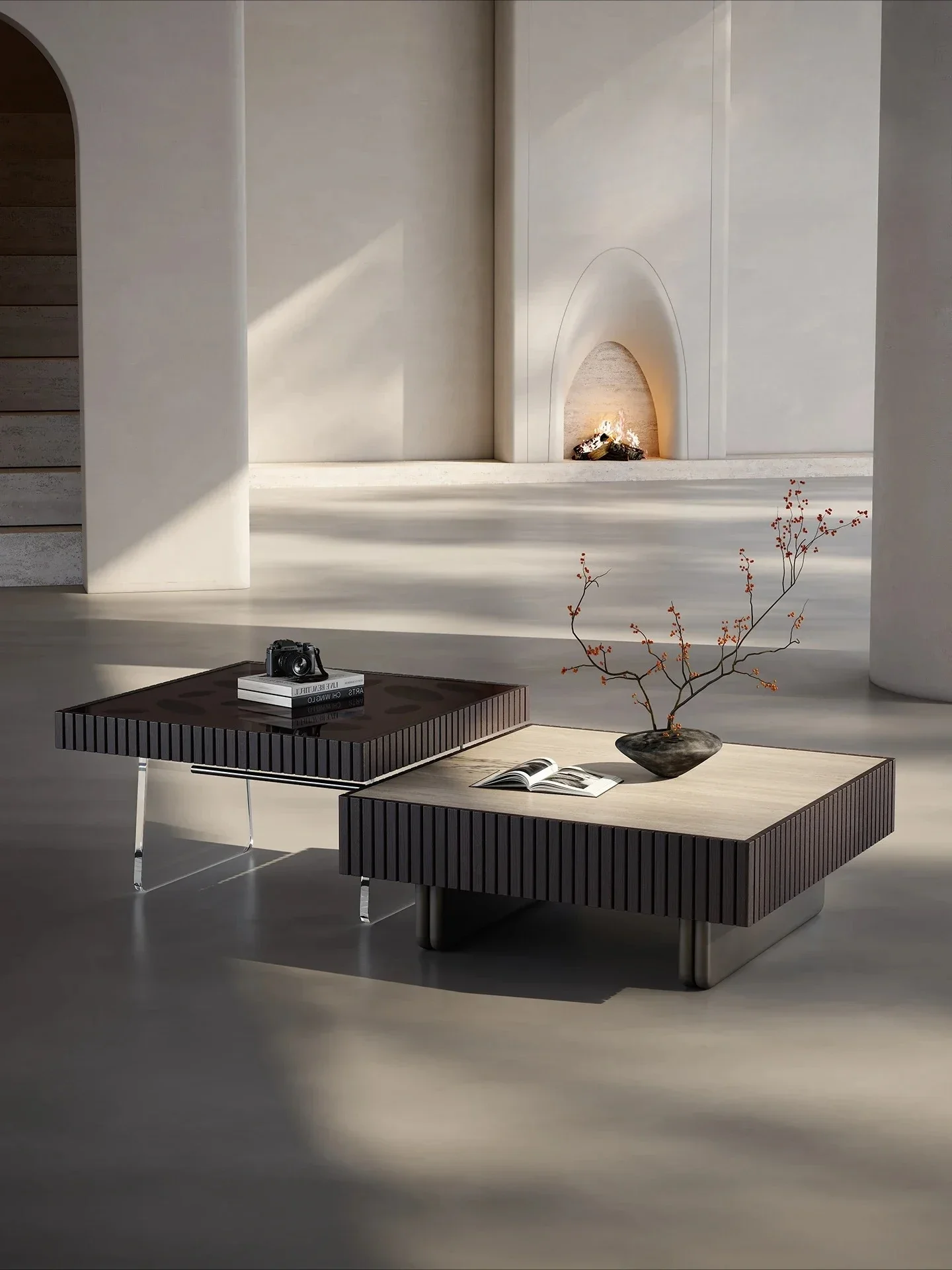 Coffee table combination light luxury high-end art creative modern square coffee table