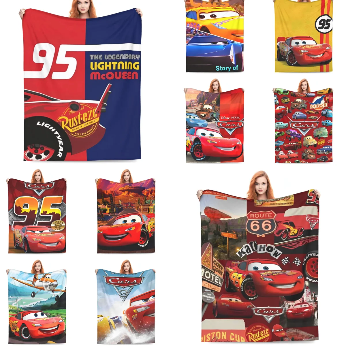 Soft Warm Blanket Picnic Pixar Lightning McQueen Cars Cartoon Bedding Throws Flannel Bedspread