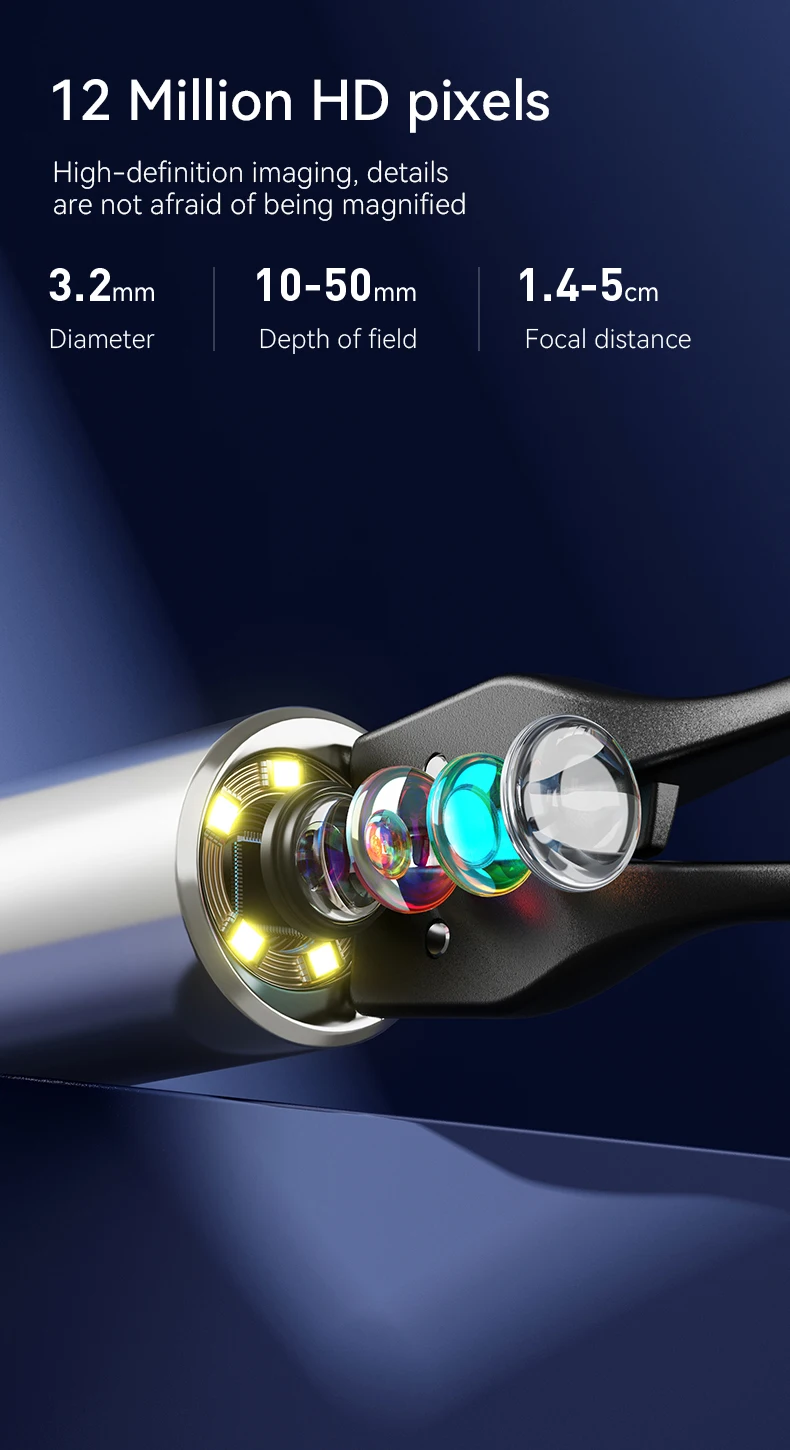 3-in-1-WLAN-fähige Ohrstöpsel-Pinzette, 12 MP Kamera-Ohrenschmalz-Entfernungswerkzeug mit wiederaufladbarem Akku, Ohrreiniger mit Pinzetten-Werkzeug – Detail 11