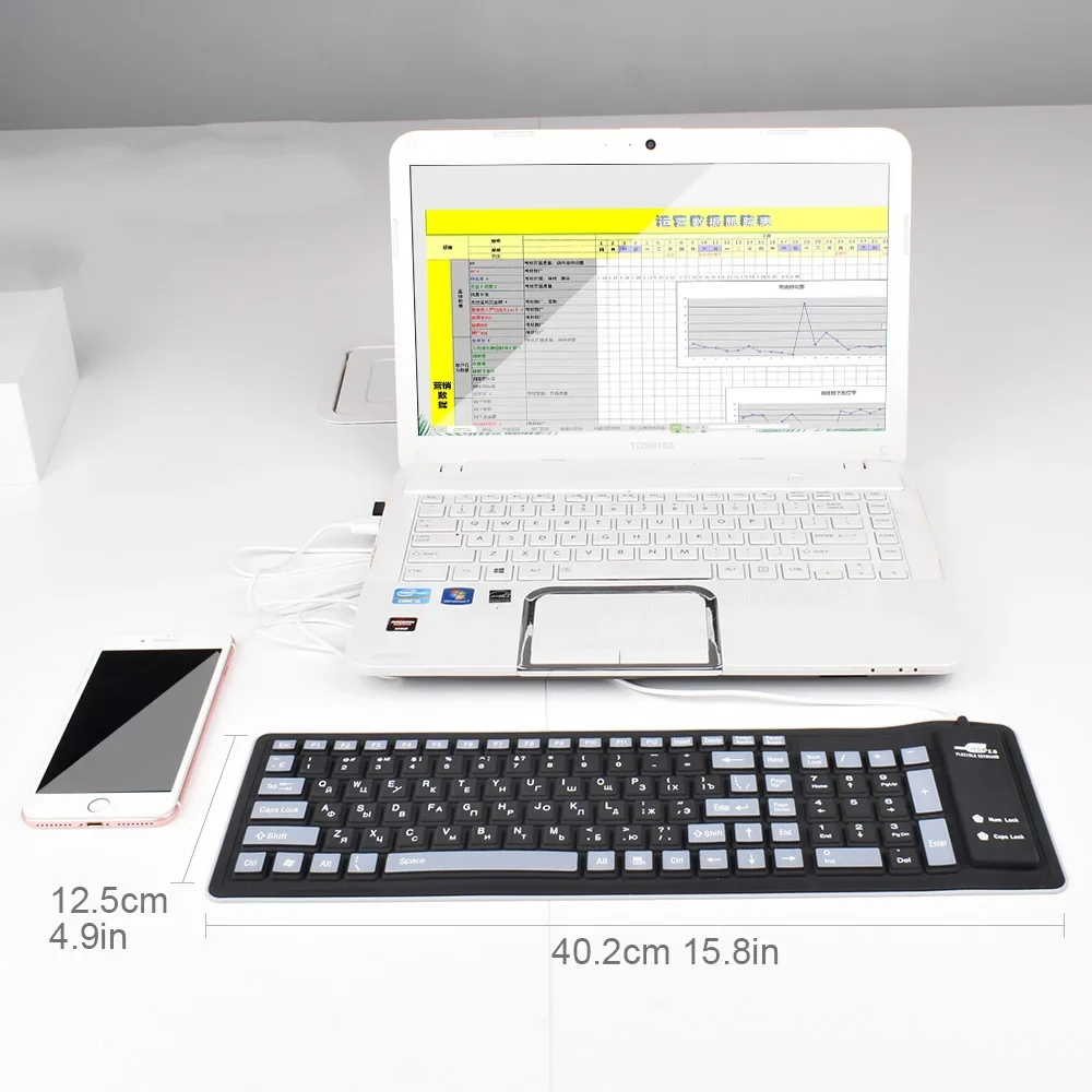 103 مفاتيح لوحة المفاتيح الروسية رسائل السيليكون Teclado تخطيط واجهة USB لوحة المفاتيح الروسية مرنة Teclado الكمبيوتر المكتبي المحمول السلكية
