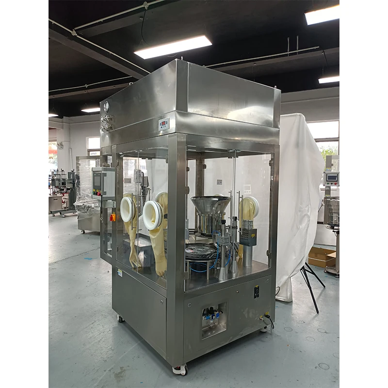 ماكينة تعبئة قارورة/زجاجة صغيرة سعة 1/2 مل 3 في 1 | حشو زجاجي/بلاستيك، سدادة، كابر قطعة واحدة #3