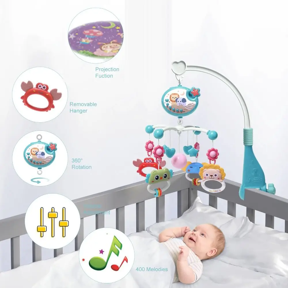 Material Safety Music Baby Crib Projection Rattle Lights Hanging Crib Mobile Calming Portable Baby Mobile 0-1 Year