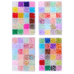 1Set/Bag24 Grid Box With 8mm Glass Jelly Double Assembled Round Bead Set, Unique Loose Beads, Handcrafted DIY Making Jewelry, Ne