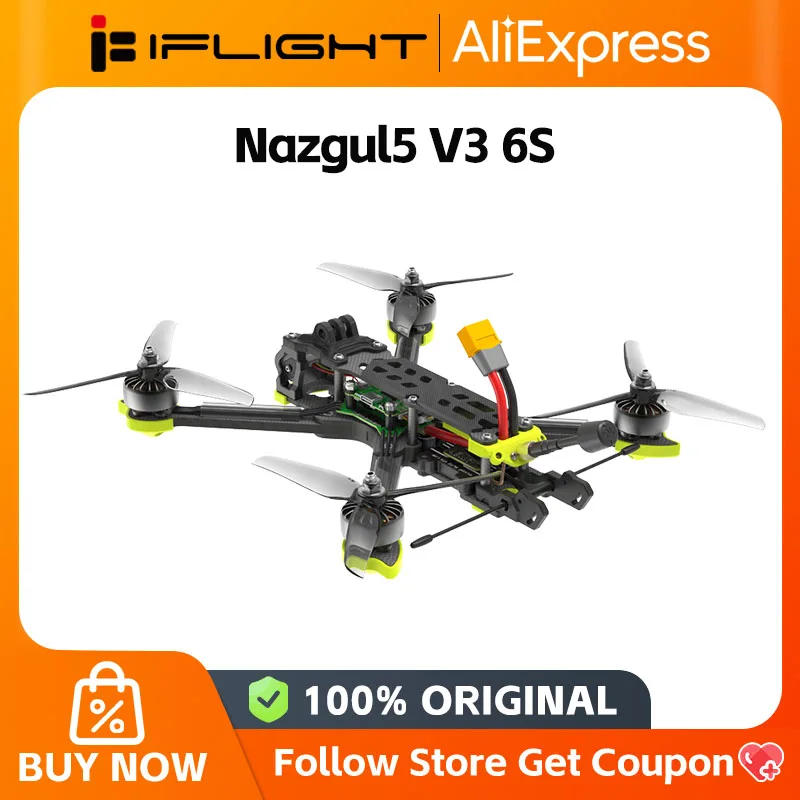 iFlight Nazgul5 V3 Analog 6S 245mm 5inch FPV Drone BNF with BLITZ F7 45A stack / RaceCam R1 Mini 1200TVL 1.8mm Camera for FPV