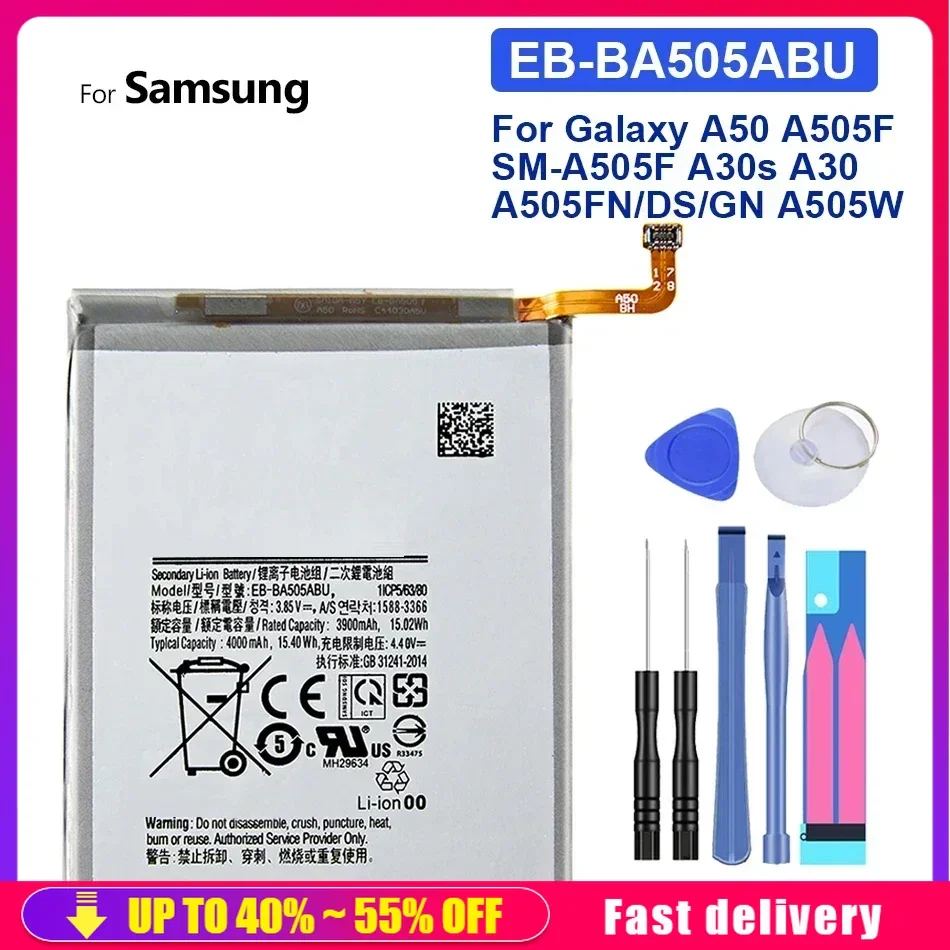 Женская батарея 4000 мАч для Samsung Galaxy A50 A505F EB-BA505ABN A505FN/DS A505GN/DS A505W A30s A30 EB-BA505ABU A50S