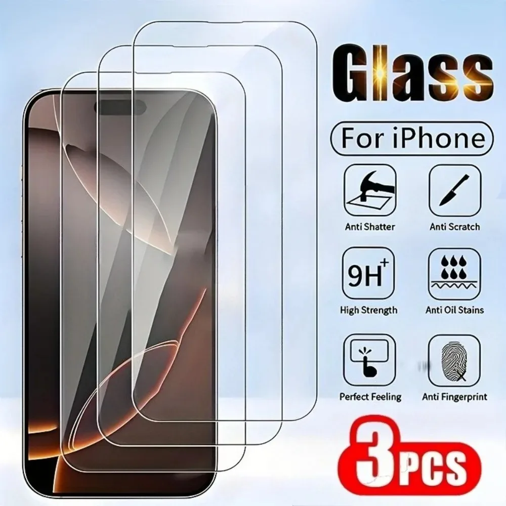 

3 шт. HD прозрачная полноэкранная защита для iPhone 17 16 15 14 Pro Max 14 15 Plus закаленное стекло для iPhone 13 12 11 Pro 16e XS XR