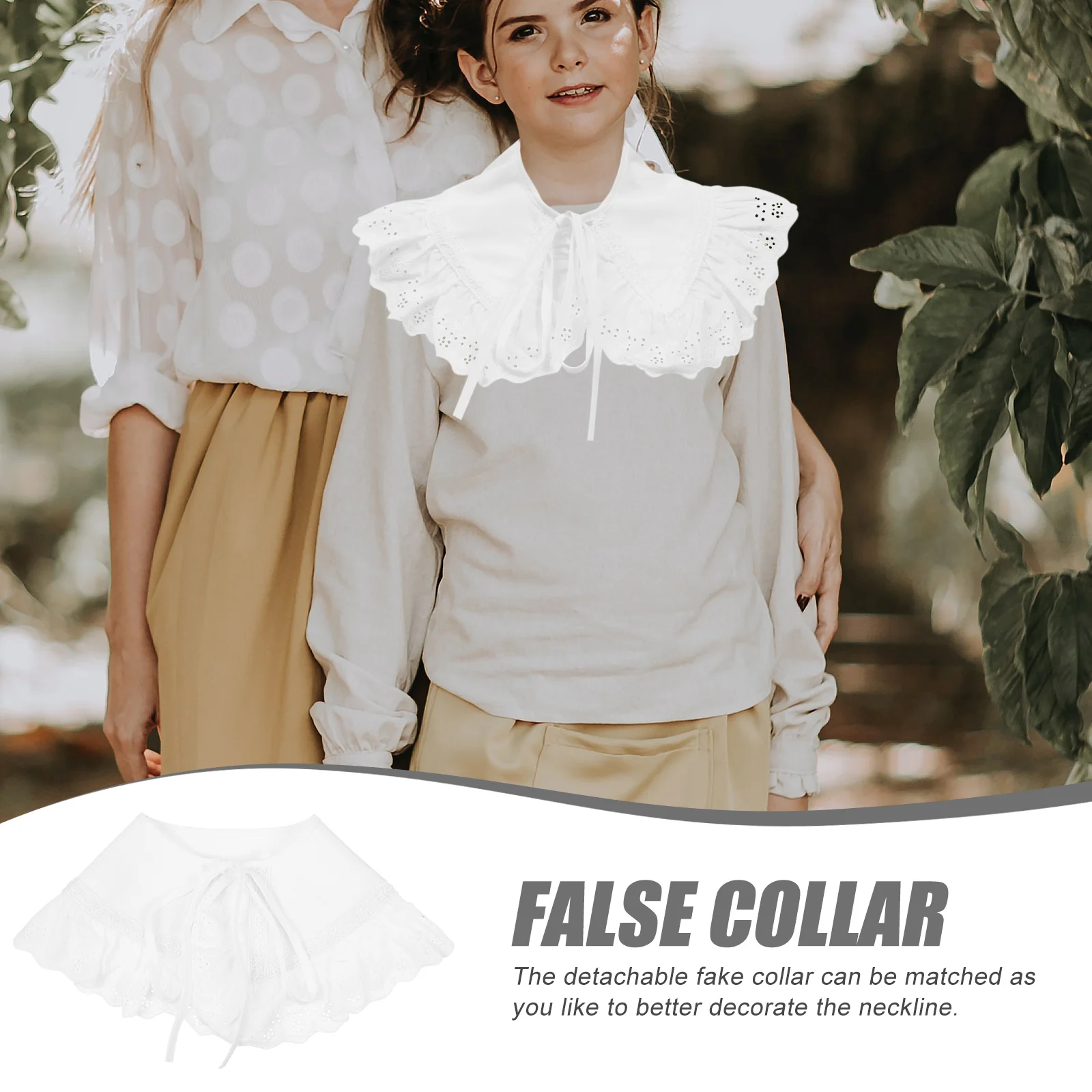 

1pc Women Fake Collar Detachable Cotton Shirt Collar Chic -Match Clothing Accessory Bow Tie Breathable