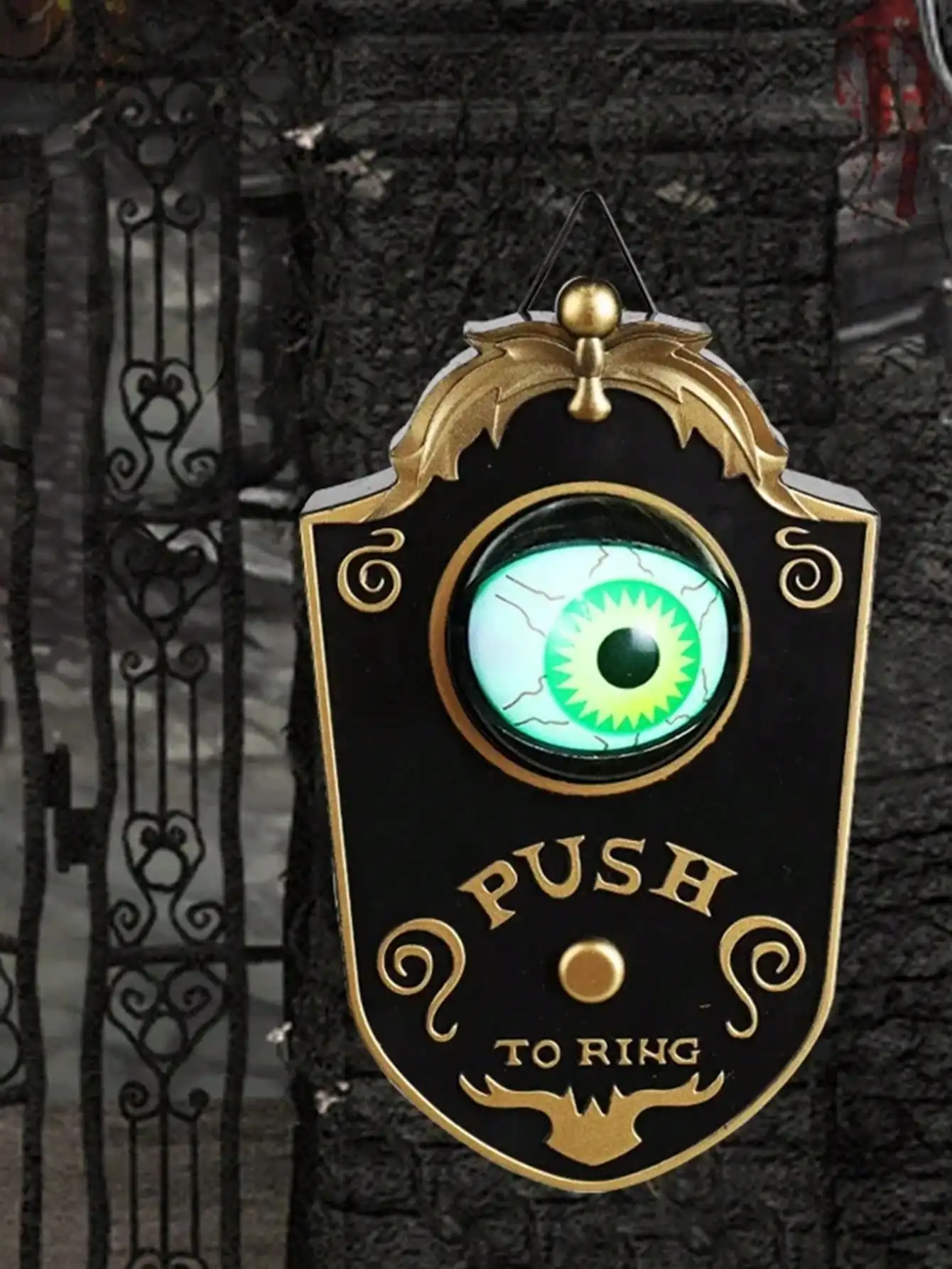 Hanging Doorbell Haunted Decorations Halloween One-eyed Glowing Horror Props Creepy Bell with Sound Lights Eyeball Ghost\'s Day