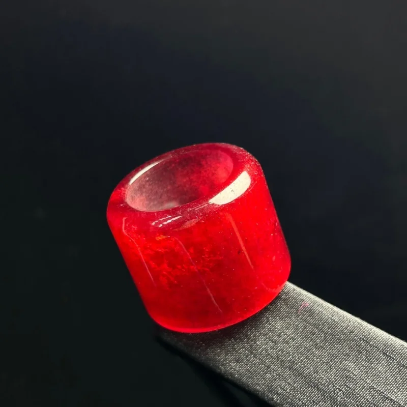 Certified Natural Red Burmese Jade Jadeite Amulet archery thumb Rings