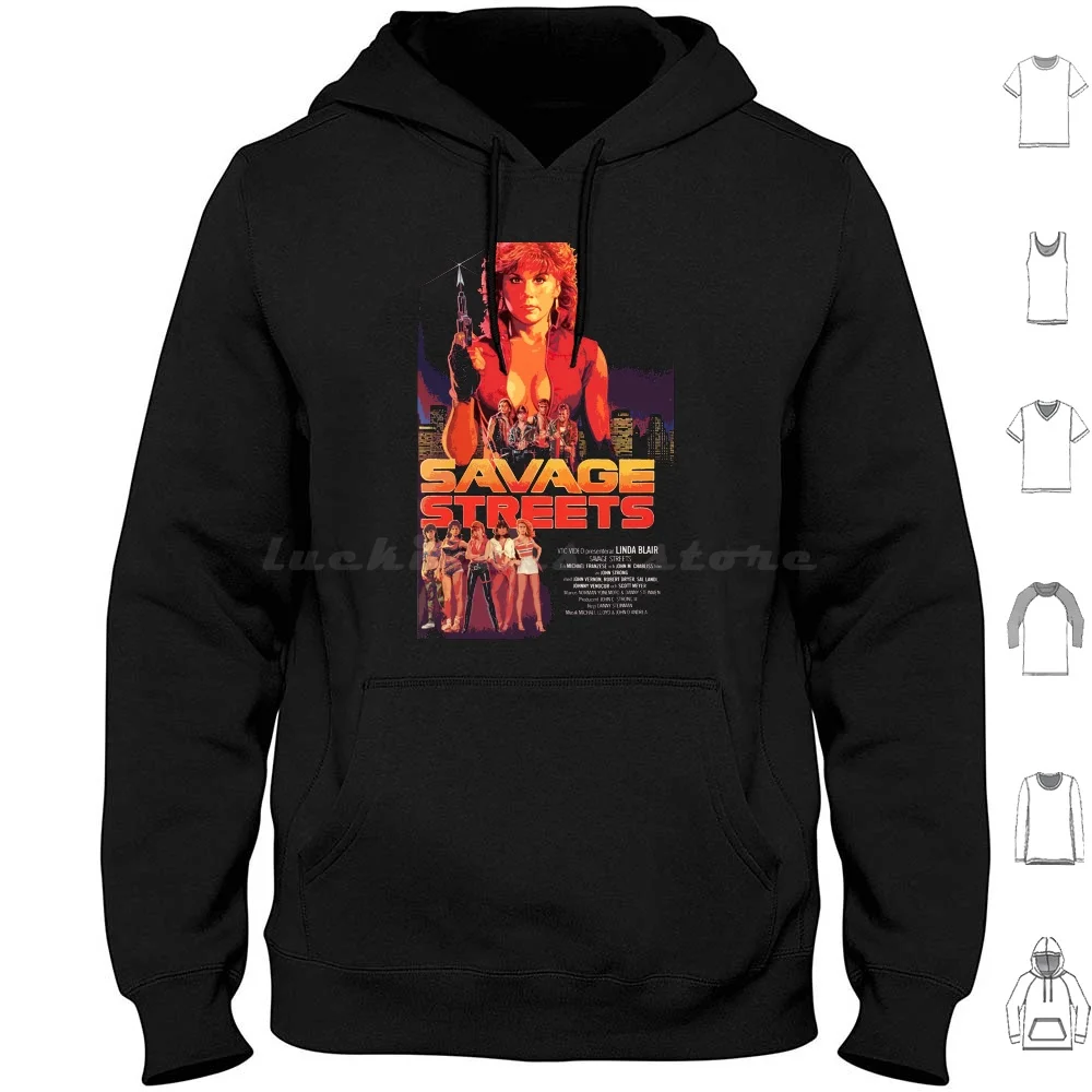 Savage Streets Hoodie Cotton Long Sleeve Savage Streets Linda Blair 80s 80s Movies Vintage Movie Cinema Vintage Vintage Movies