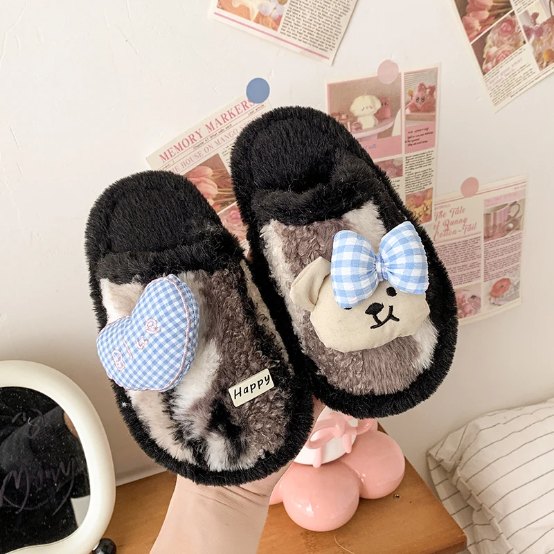

2025 Children Cotton Slippers for Girls Winter New Fashion Korean Style Soft Bottom Anti-slippery Versatile Outside Cute Shoes