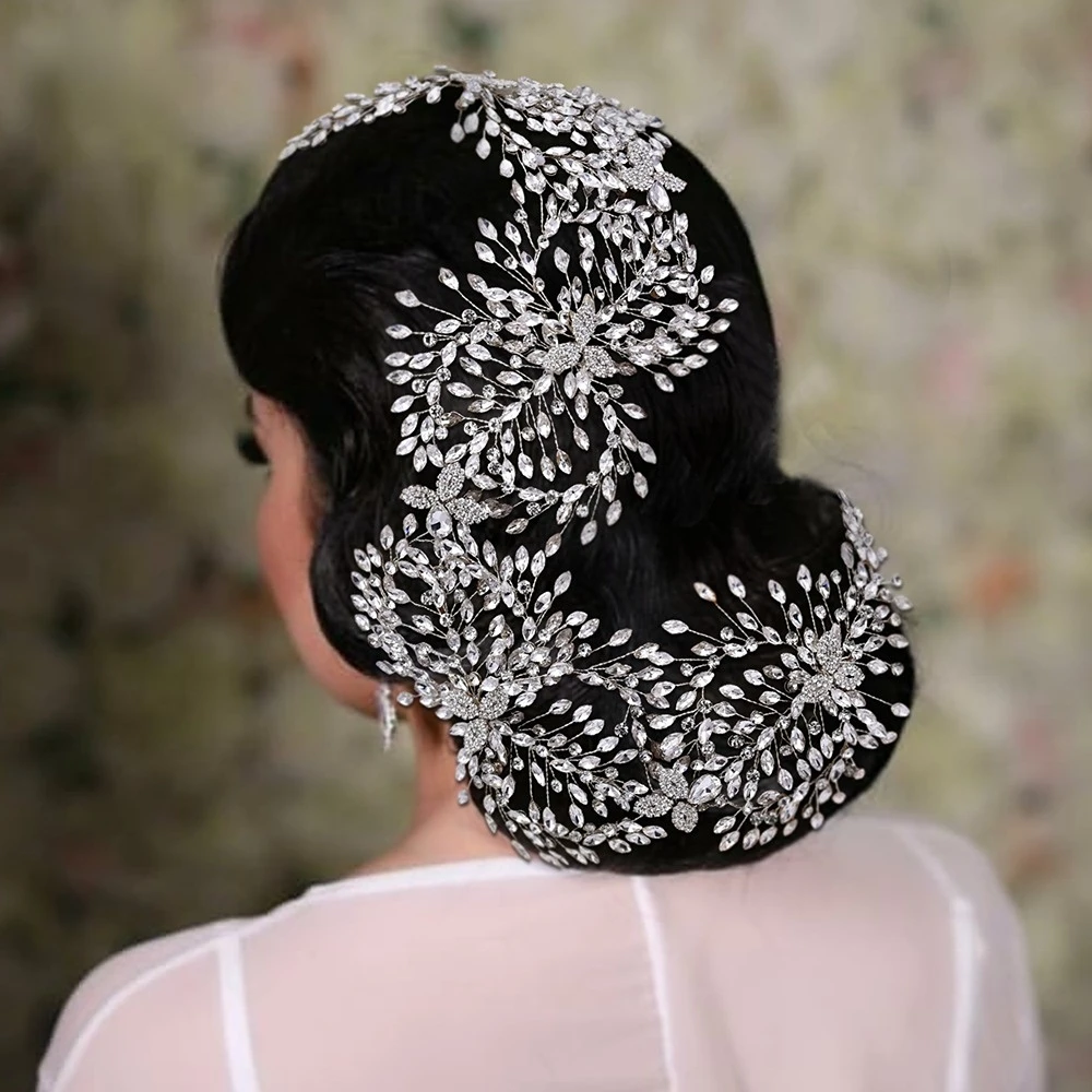 

High-end Elegant Female Exquisite Fashion Luxury Full Rhinestones Handmade Multifunction Stage Updo Hairwear Bridal Hairband