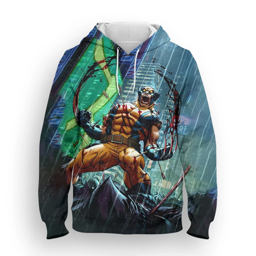 Marvel Wolverine 3D Printed Men\'s Hoodie Street Hip Hop Casual Top Outdoor Sports Fitness Fashion Men\'s Sweatshirt Sweater