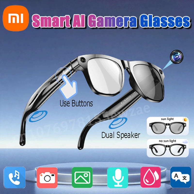 Xiaomi 4K HD AI Smart Glasses Chat GPT 100MP Camera Bluetooth Call 260Mah Battery Voice Assistant Control Smart Glasses 2025 New