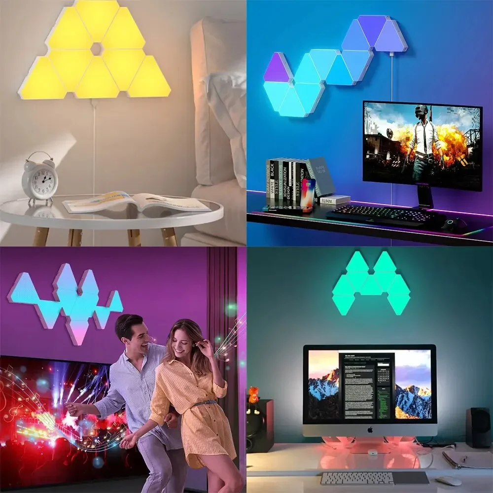 2026 Triangle Lights Panels Smart LED Light Panel Smart Control Game Sync RGB Voice Control Triangle smart home Wall Light